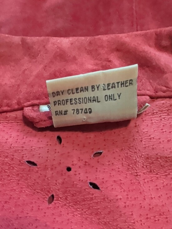 VTG Wet Seal Red Leather Tailored Button-Down Shirt w/ Laser-Cut Accents Women's M Y2K