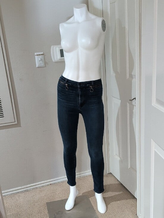 VTG 2000 Hudson Jeans Dark Blue Skinny Low-Rise Jeans w/ Front Ring Accent Zippers Sz 27