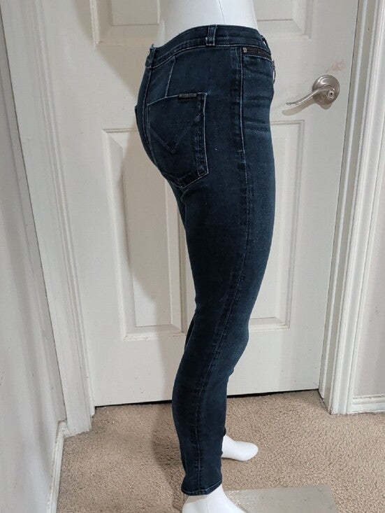 VTG 2000 Hudson Jeans Dark Blue Skinny Low-Rise Jeans w/ Front Ring Accent Zippers Sz 27