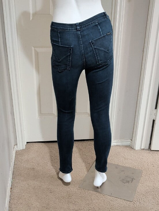 VTG 2000 Hudson Jeans Dark Blue Skinny Low-Rise Jeans w/ Front Ring Accent Zippers Sz 27