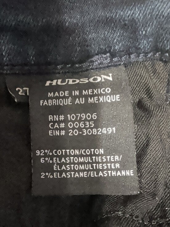 VTG 2000 Hudson Jeans Dark Blue Skinny Low-Rise Jeans w/ Front Ring Accent Zippers Sz 27