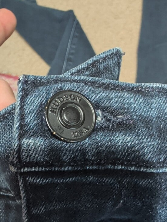 VTG 2000 Hudson Jeans Dark Blue Skinny Low-Rise Jeans w/ Front Ring Accent Zippers Sz 27
