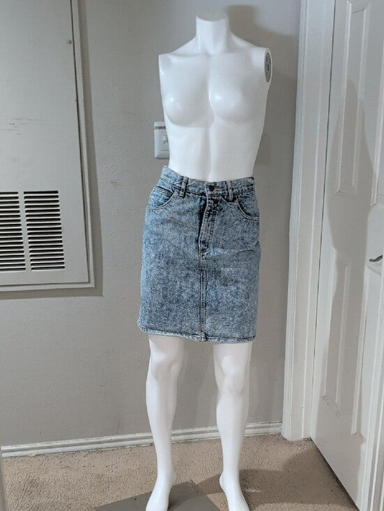 1986 Guess By Georges Merciano Acid-Wash Light Blue Denim Mini Skirt Vintage Women's 29