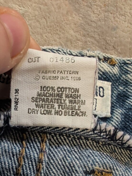 1986 Guess By Georges Merciano Acid-Wash Light Blue Denim Mini Skirt Vintage Women's 29