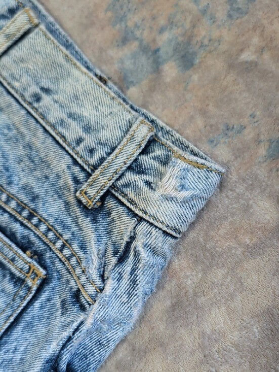 1986 Guess By Georges Merciano Acid-Wash Light Blue Denim Mini Skirt Vintage Women's 29