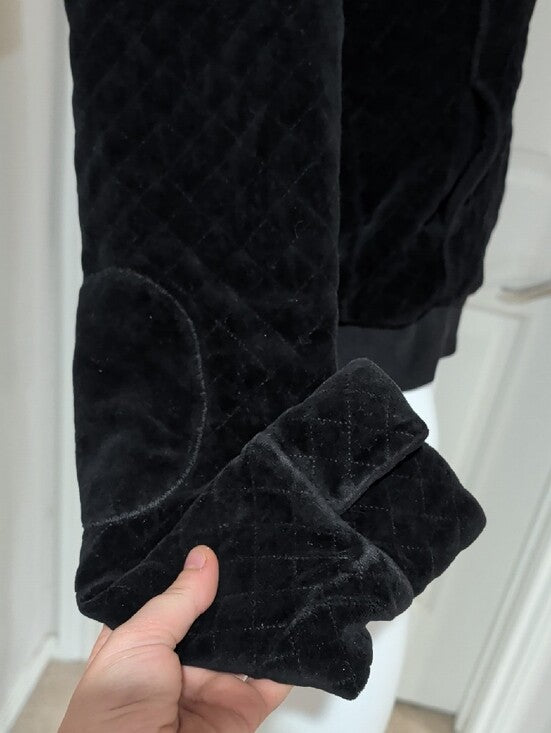 Authentic VTG Juicy Couture Black Quilted Zip-Up Bomber Hoodie Jacket Y2K Small