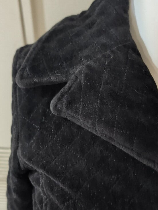 Authentic VTG Juicy Couture Black Quilted Zip-Up Bomber Hoodie Jacket Y2K Small