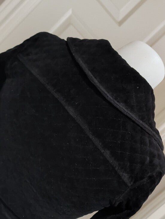 Authentic VTG Juicy Couture Black Quilted Zip-Up Bomber Hoodie Jacket Y2K Small