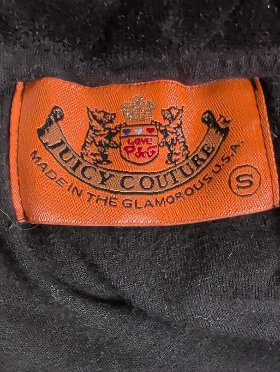 Authentic VTG Juicy Couture Black Quilted Zip-Up Bomber Hoodie Jacket Y2K Small