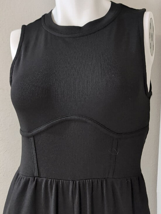 Cider Black Sleeveless Stretch Wide-Leg Tailored Jumpsuit Women's Large
