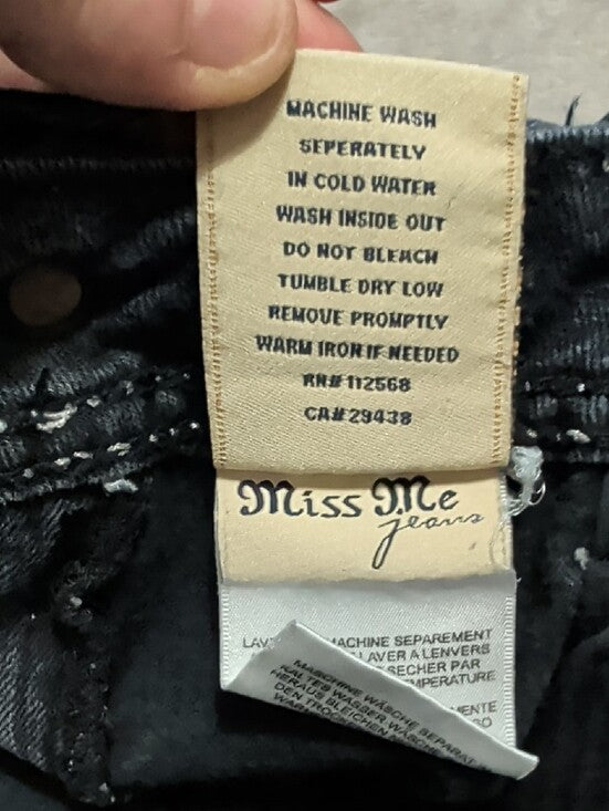 Miss Me Dark Indigo Skinny Jeans with White Stitching Women's 32
