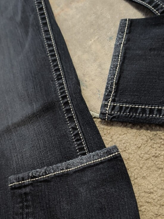 Miss Me Dark Indigo Skinny Jeans with White Stitching Women's 32