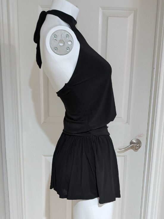 21 Saints Black Halter Mini Dress Y2K Style 2000s 90s Women's Small