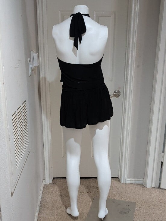 21 Saints Black Halter Mini Dress Y2K Style 2000s 90s Women's Small