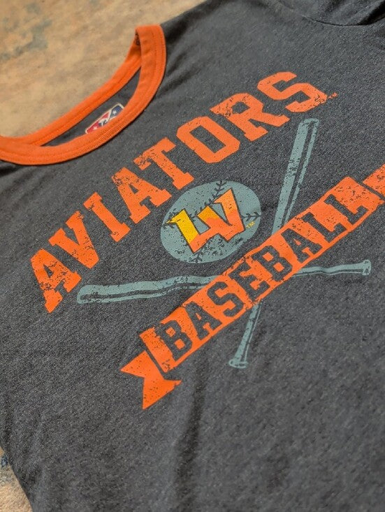 Aviators Baseball Kids Tee - Orange Trim Boys Small (6-7)