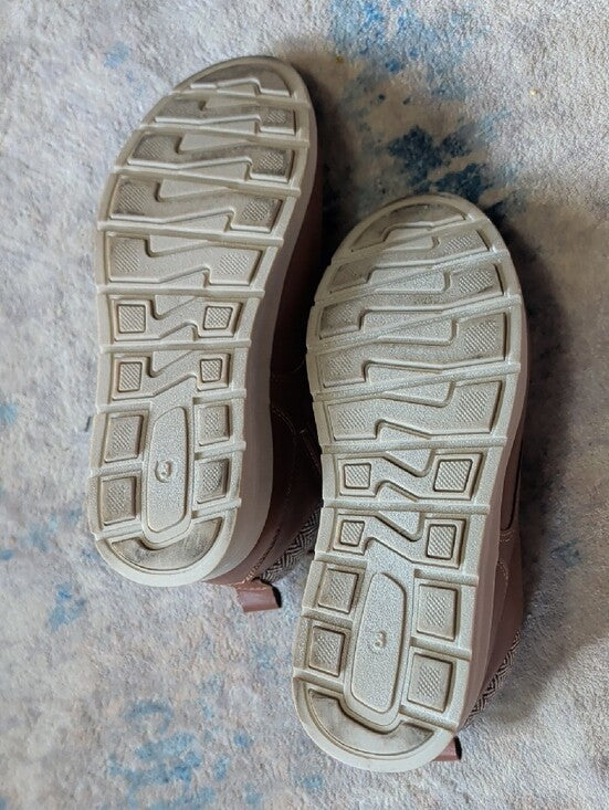 Steve Madden Kids Casual Brown Leather-Look Lace-Up Boots Boys Size 3
