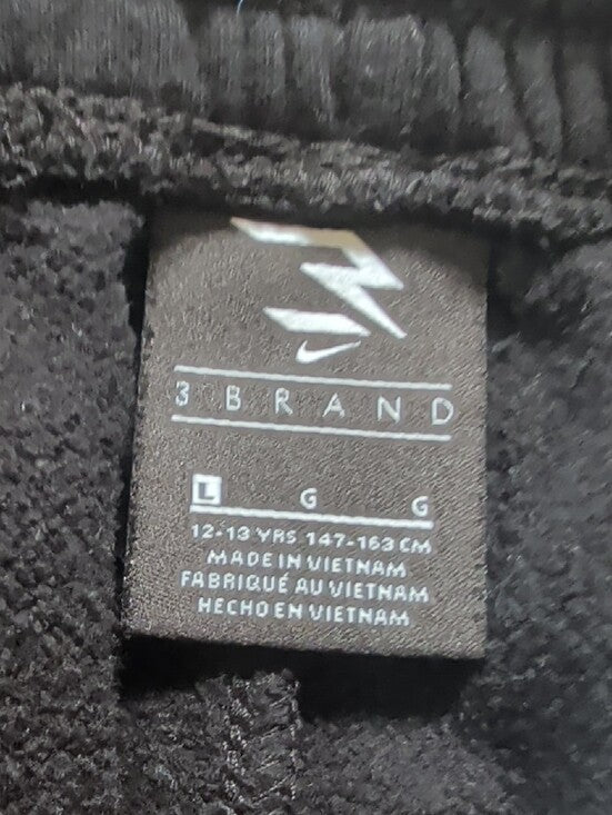 Kids 3 Brand Black Jogger Sweatpants with White Logo Boys Large (12-13 Yrs)
