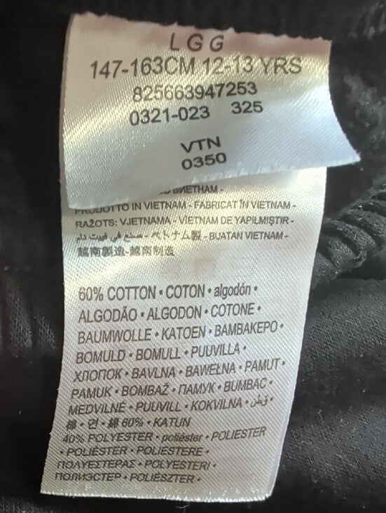 Kids 3 Brand Black Jogger Sweatpants with White Logo Boys Large (12-13 Yrs)