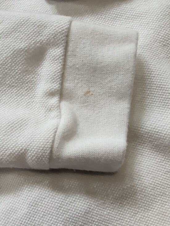 Zara Kids White Long-Sleeve Polo Top Boys 7 100% Cotton
