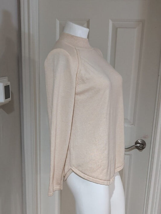 JEANNE PIERRE Cream Turtleneck Raglan Sweater Women's Large 100% Cotton