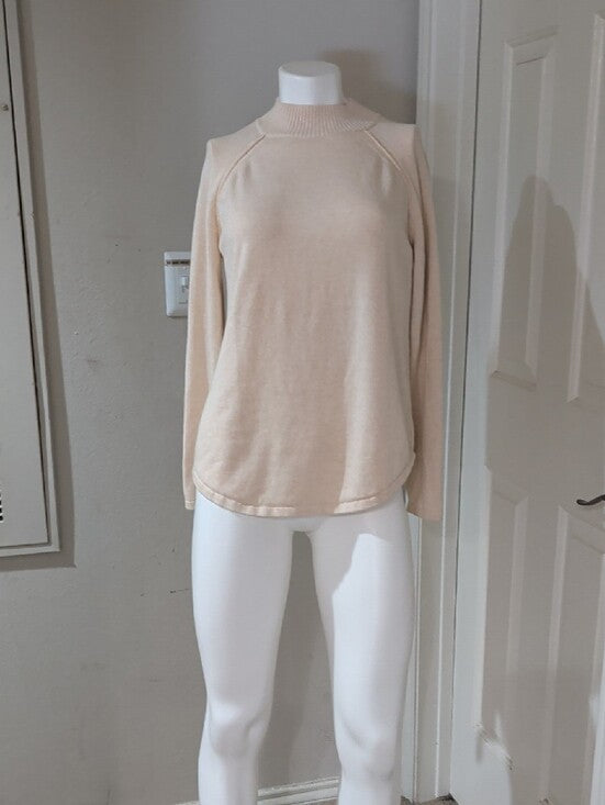 JEANNE PIERRE Cream Turtleneck Raglan Sweater Women's Large 100% Cotton