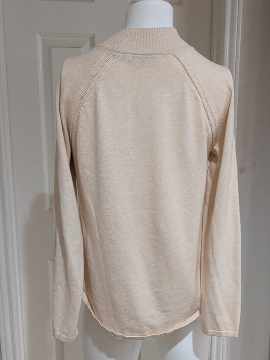 JEANNE PIERRE Cream Turtleneck Raglan Sweater Women's Large 100% Cotton