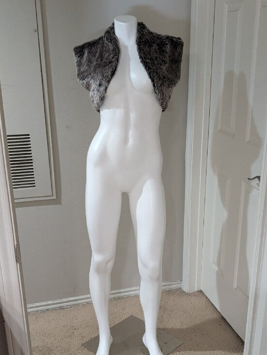 Forever 21 Plush Grey Faux-Fur Colero Shrug Women's Small