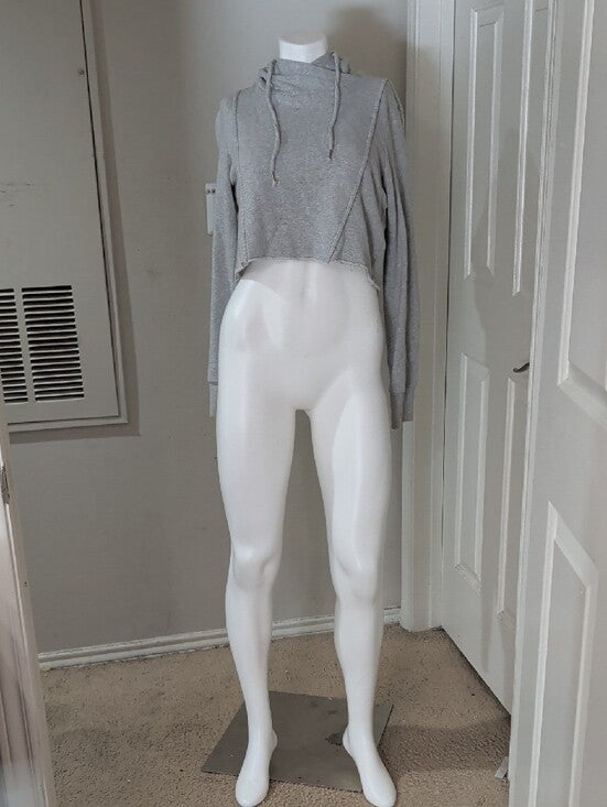 True Religion Heather Gray Cropped Drawstring Hoodie McBling Women's Medium Y2K
