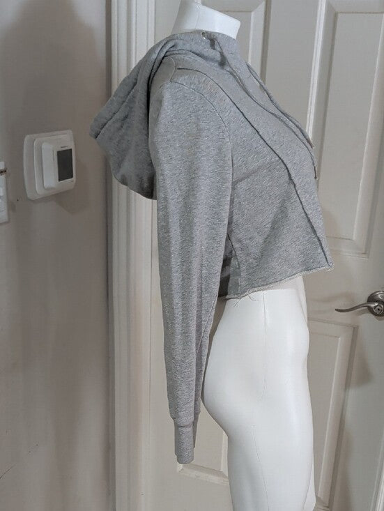 True Religion Heather Gray Cropped Drawstring Hoodie McBling Women's Medium Y2K