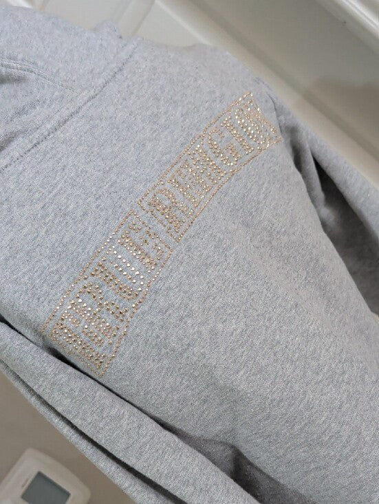 True Religion Heather Gray Cropped Drawstring Hoodie McBling Women's Medium Y2K