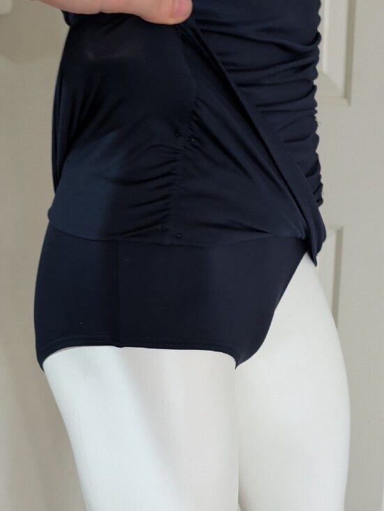 VTG Juicy Couture Navy Halter Ruched One-Piece Swim Dress Women's Small