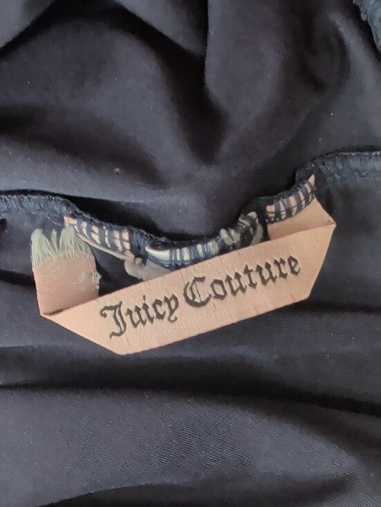 VTG Juicy Couture Navy Halter Ruched One-Piece Swim Dress Women's Small