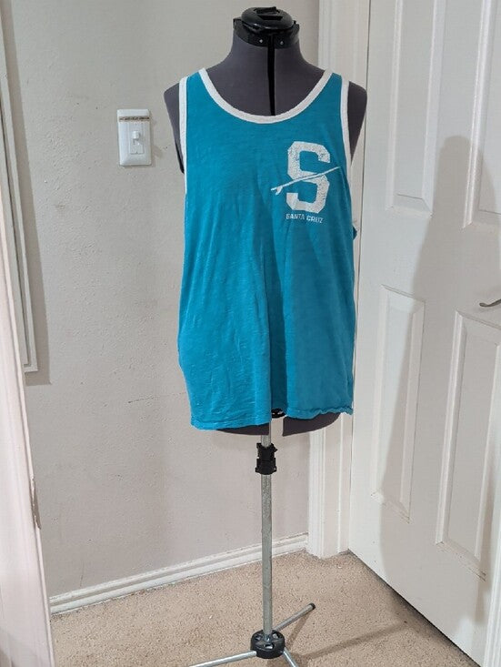 Spring 2015 Old Navy Santa Cruz Skateboards Teal Tank W White Logo Trim Men's L