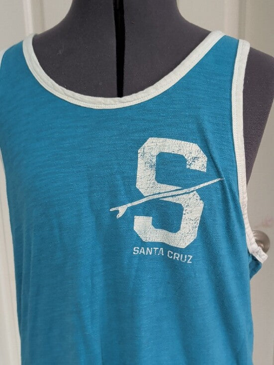 Spring 2015 Old Navy Santa Cruz Skateboards Teal Tank W White Logo Trim Men's L