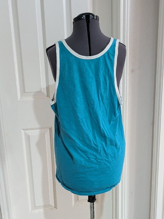 Spring 2015 Old Navy Santa Cruz Skateboards Teal Tank W White Logo Trim Men's L