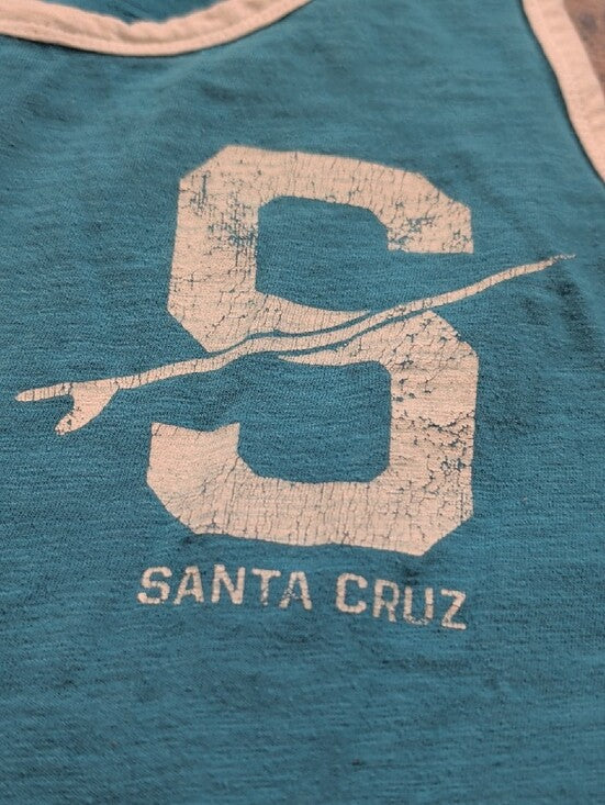 Spring 2015 Old Navy Santa Cruz Skateboards Teal Tank W White Logo Trim Men's L