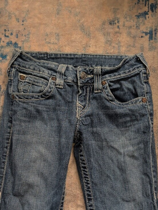 VTG True Religion Women's Blue Ultra Low-Rise Bootcut Jeans Retro Y2K Women's 25