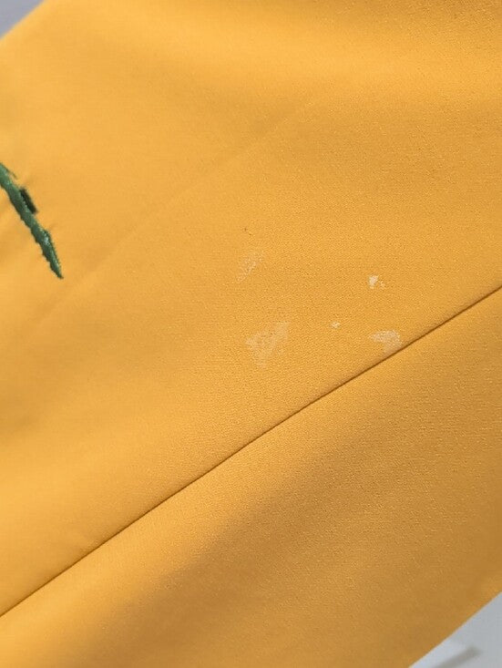D&R Fashion Embroidered Mustard A-Line Dress with Peter Pan Collar Women's Small