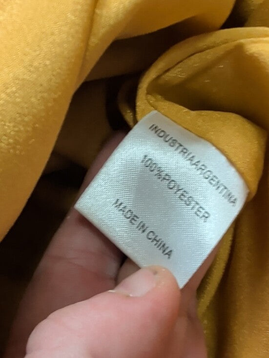 D&R Fashion Embroidered Mustard A-Line Dress with Peter Pan Collar Women's Small
