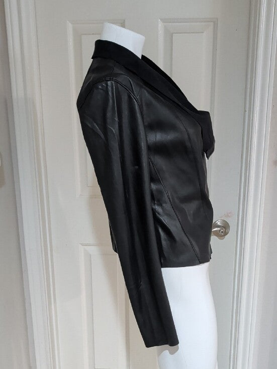 Blank NYC Black Faux Leather Asymmetrical Zip Moto Jacket Women's Medium