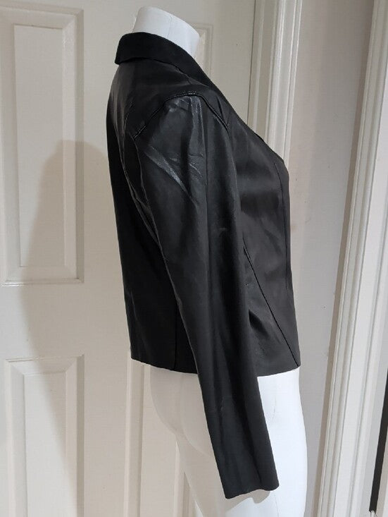 Blank NYC Black Faux Leather Asymmetrical Zip Moto Jacket Women's Medium
