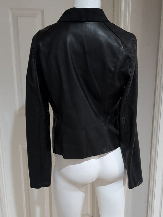 Blank NYC Black Faux Leather Asymmetrical Zip Moto Jacket Women's Medium