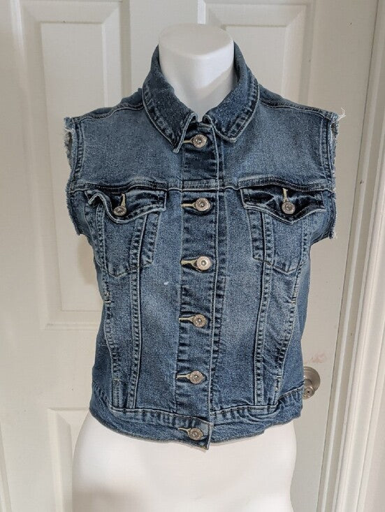 Levi's Denizen Blue Sleeveless Denim Vest Women's Medium With Pockets