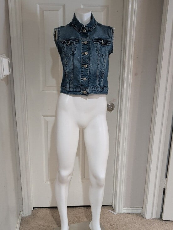 Levi's Denizen Blue Sleeveless Denim Vest Women's Medium With Pockets