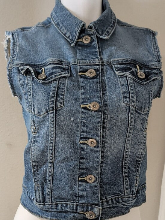 Levi's Denizen Blue Sleeveless Denim Vest Women's Medium With Pockets