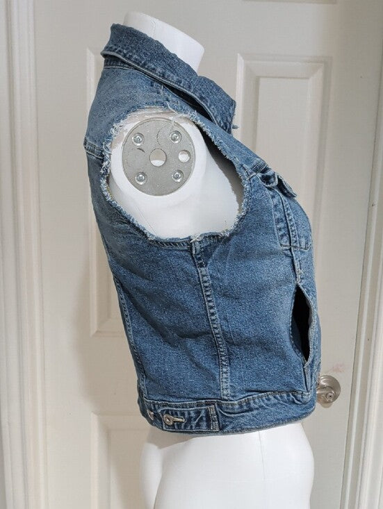 Levi's Denizen Blue Sleeveless Denim Vest Women's Medium With Pockets