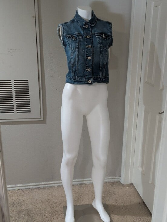 Levi's Denizen Blue Sleeveless Denim Vest Women's Medium With Pockets