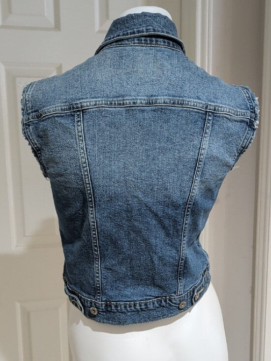 Levi's Denizen Blue Sleeveless Denim Vest Women's Medium With Pockets