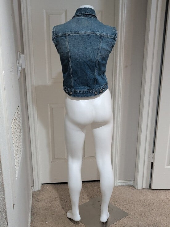 Levi's Denizen Blue Sleeveless Denim Vest Women's Medium With Pockets