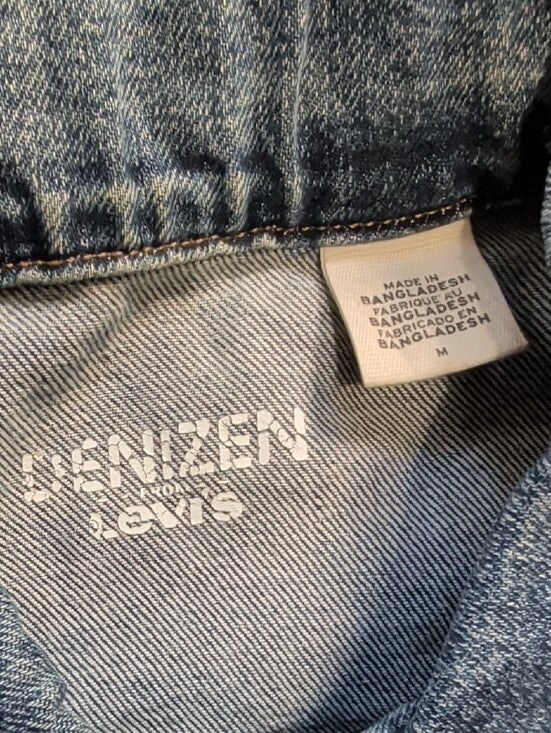 Levi's Denizen Blue Sleeveless Denim Vest Women's Medium With Pockets